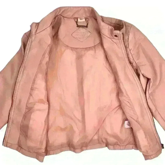 Joujou Pink Faux Leather Moto Jacket Girls XL /Wmn S Y2K Rocker Biker Girly Girl - Picture 15 of 16
